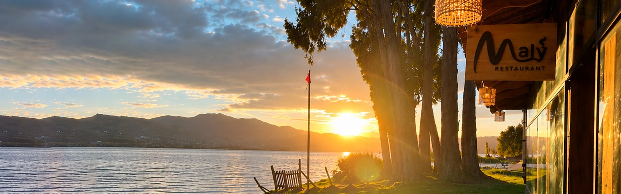 Atardecer en Maly Restaurant junto al Lago San Pablo